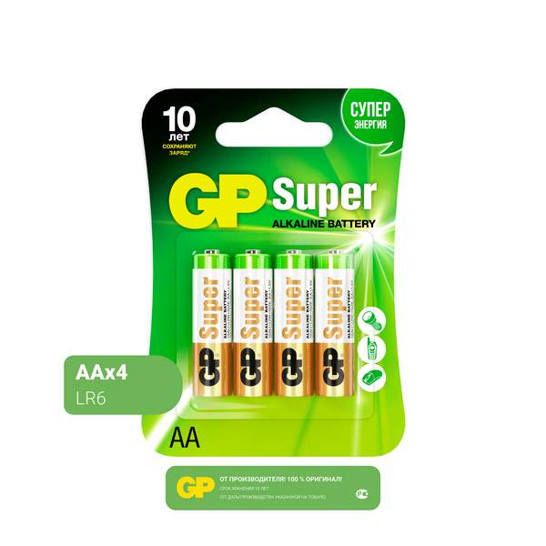 Батарейка АА SUPER ALKALINE 15A-BC4 LR6 GP 4 шт Батарейка АА SUPER ALKALINE 15A-BC4 LR6 GP 4 шт