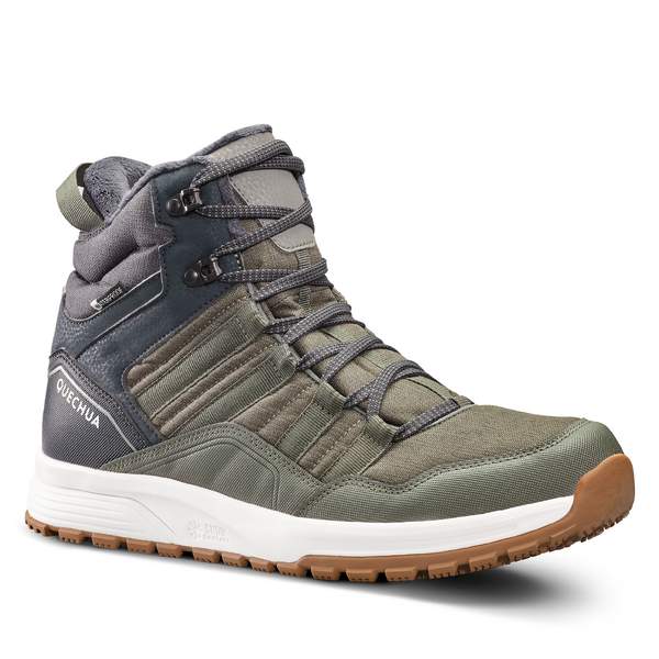 Ботинки для походов зимние водонепроницаемые мужские зеленые SH100 WARM MID Quechua