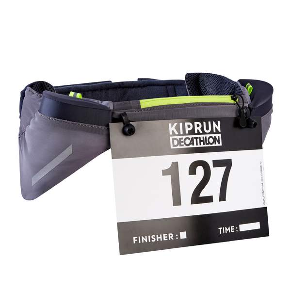 Пояс для бега для фляг 150 мг с зажимом для номера черно-желтый Kiprun Пояс для бега для фляг 150 мг с зажимом для номера черно-желтый Kiprun